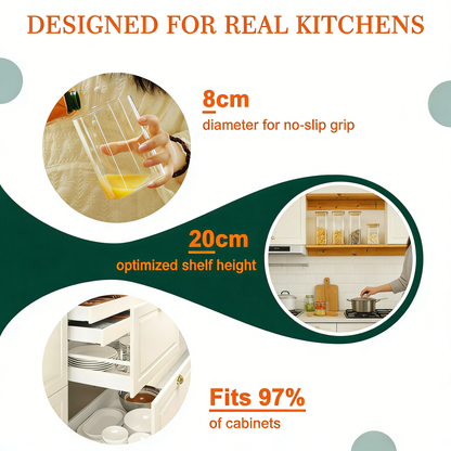 12-Piece Glass Food Storage Jars with Bamboo Lids - Stackable Airtight Canisters for Kitchen Pantry Organization