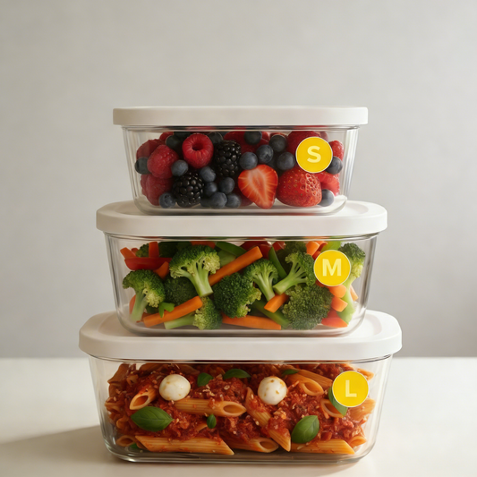 3-Piece Vacuum Seal Glass Food Storage Containers Set - S/M/L Sizes for Meal Prep & Food Preservation