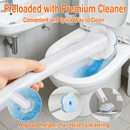 Disposable Toilet Brush Set with 54 Refills - Long Handle Toilet Scrubber with Wall Mount Holder