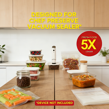 3-Piece Vacuum Seal Glass Food Storage Containers Set - S/M/L Sizes for Meal Prep & Food Preservation