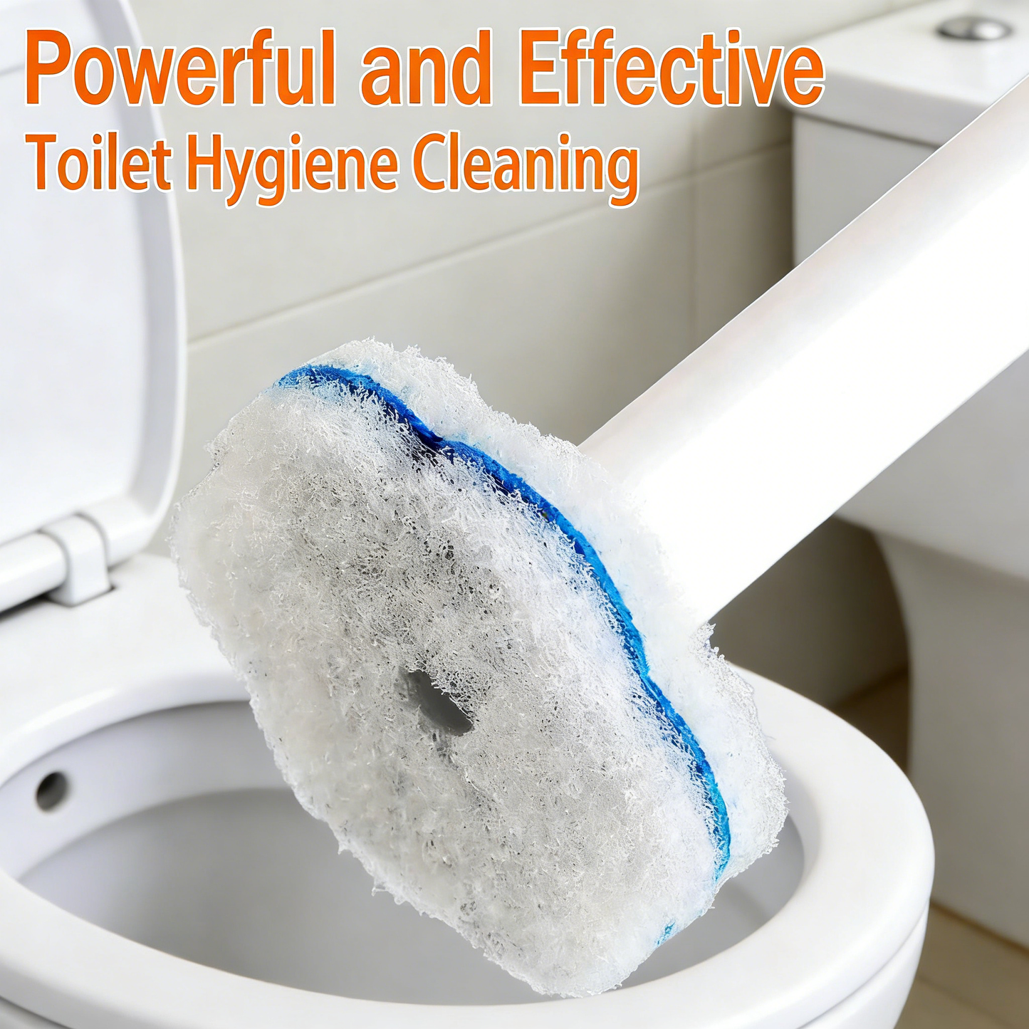 Disposable Toilet Brush Set with 54 Refills - Long Handle Toilet Scrubber with Wall Mount Holder