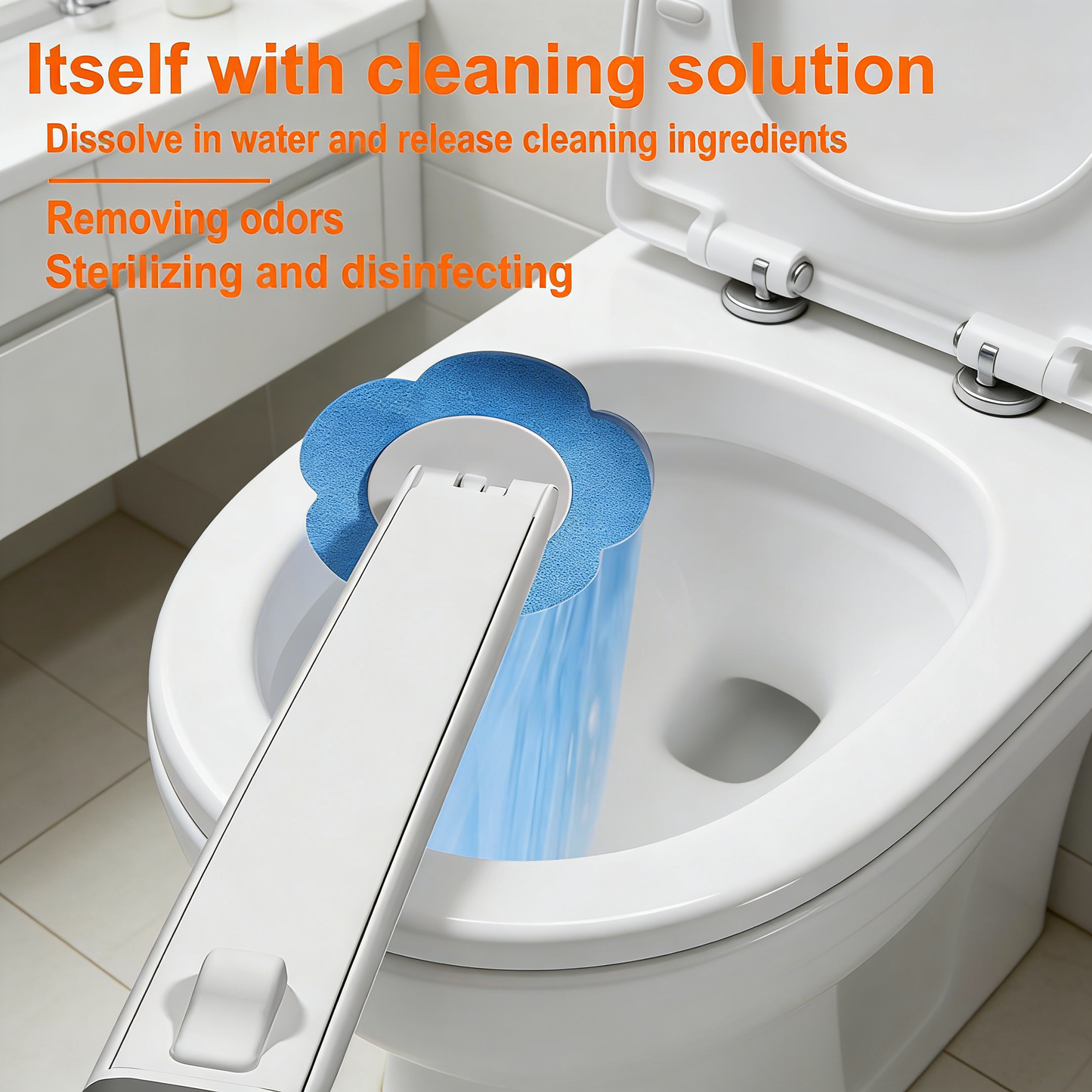 Disposable Toilet Brush Set with 48 Refills - 2 Pack Long Handle Toilet Scrubber with Wall Mount Storage Caddy