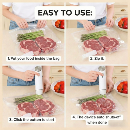 ShiftHome Handheld Vacuum Sealer Bundle with 30 Reusable Bags & 9 Glass Containers - Ultimate Food Freshness Kit