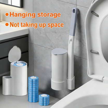 Disposable Toilet Brush Set with 48 Refills - 2 Pack Long Handle Toilet Scrubber with Wall Mount Storage Caddy